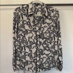 Express Black and White Printed Button-Down Shirt